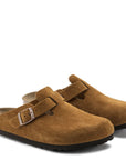 Birkenstock Women's Boston Softbed Suede Leather in Mink (Narrow Width)