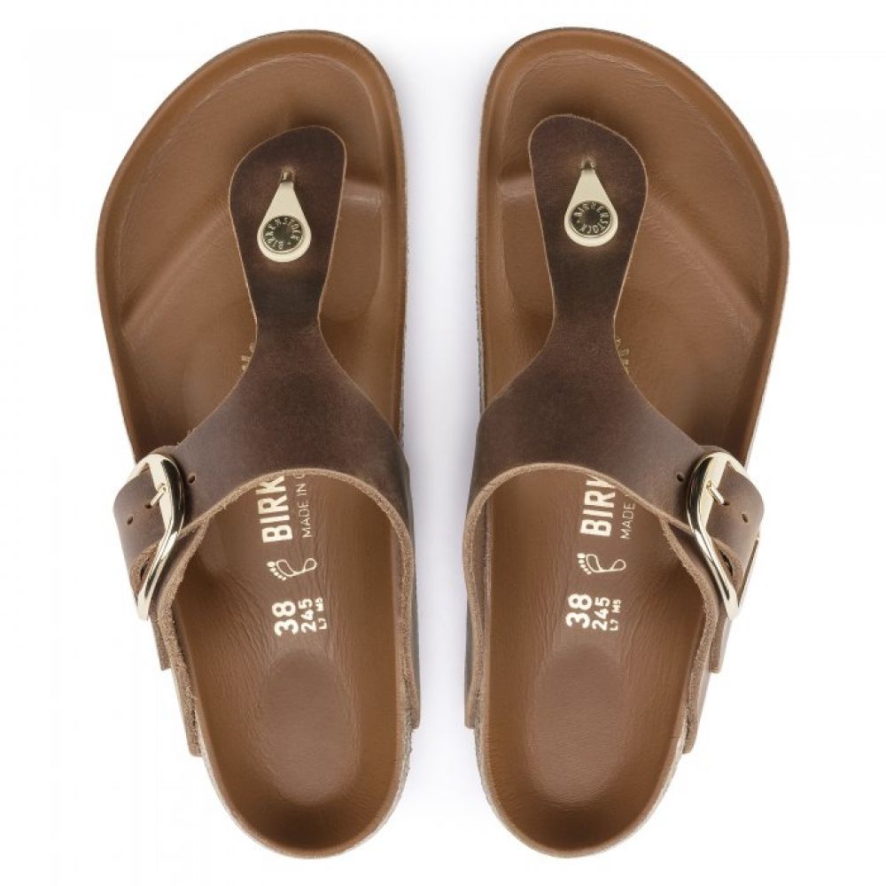 Birkenstock Women&#39;s Gizeh Big Buckle Leather in Cognac