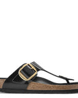 Birkenstock Women's Gizeh Big Buckle Natural Leather Patent in Black