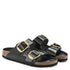 Birkenstock Women&#39;s Arizona Big Buckle Natural Leather Patent in High Shine Black (Narrow Width)