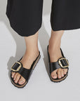 Birkenstock Women's Madrid Big Buckle Oiled Leather in High Shine Black (Narrow Width)