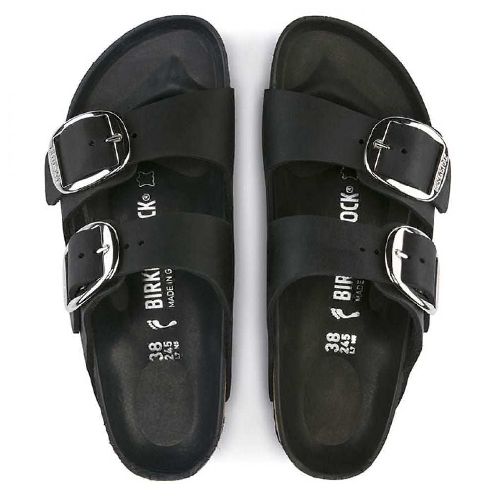 Birkenstock Women&#39;s Arizona Big Buckle Oiled Leather in Black (Narrow Width)