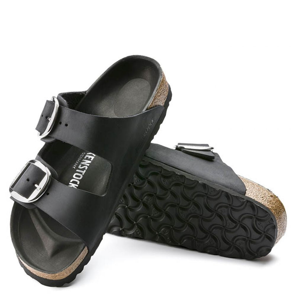 Birkenstock Women&#39;s Arizona Big Buckle Oiled Leather in Black (Narrow Width)