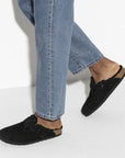 Birkenstock Boston Shearling Suede Leather in Black