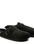 Birkenstock Boston Shearling Suede Leather in Black