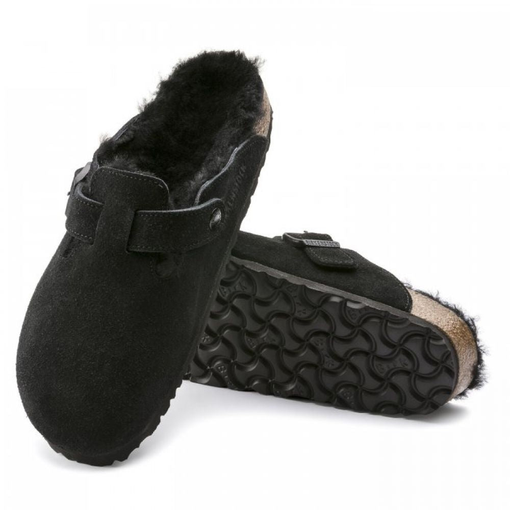 Birkenstock Boston Shearling Suede Leather in Black