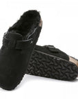 Birkenstock Boston Shearling Suede Leather in Black