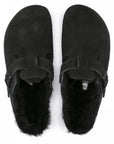 Birkenstock Boston Shearling Suede Leather in Black (Narrow Width)