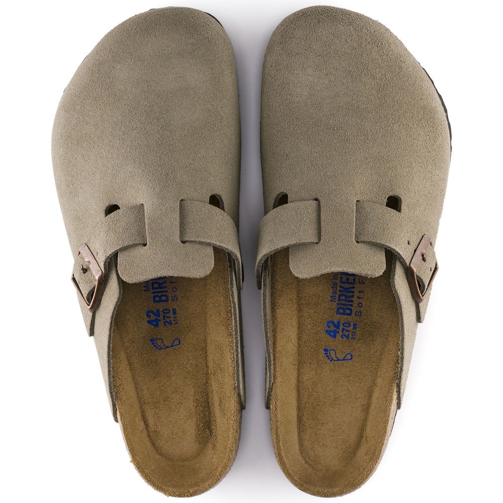 Birkenstock Men&#39;s Boston Softbed Suede Leather in Taupe