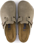 Birkenstock Women's Boston Softbed Suede Leather in Taupe (Narrow Width)