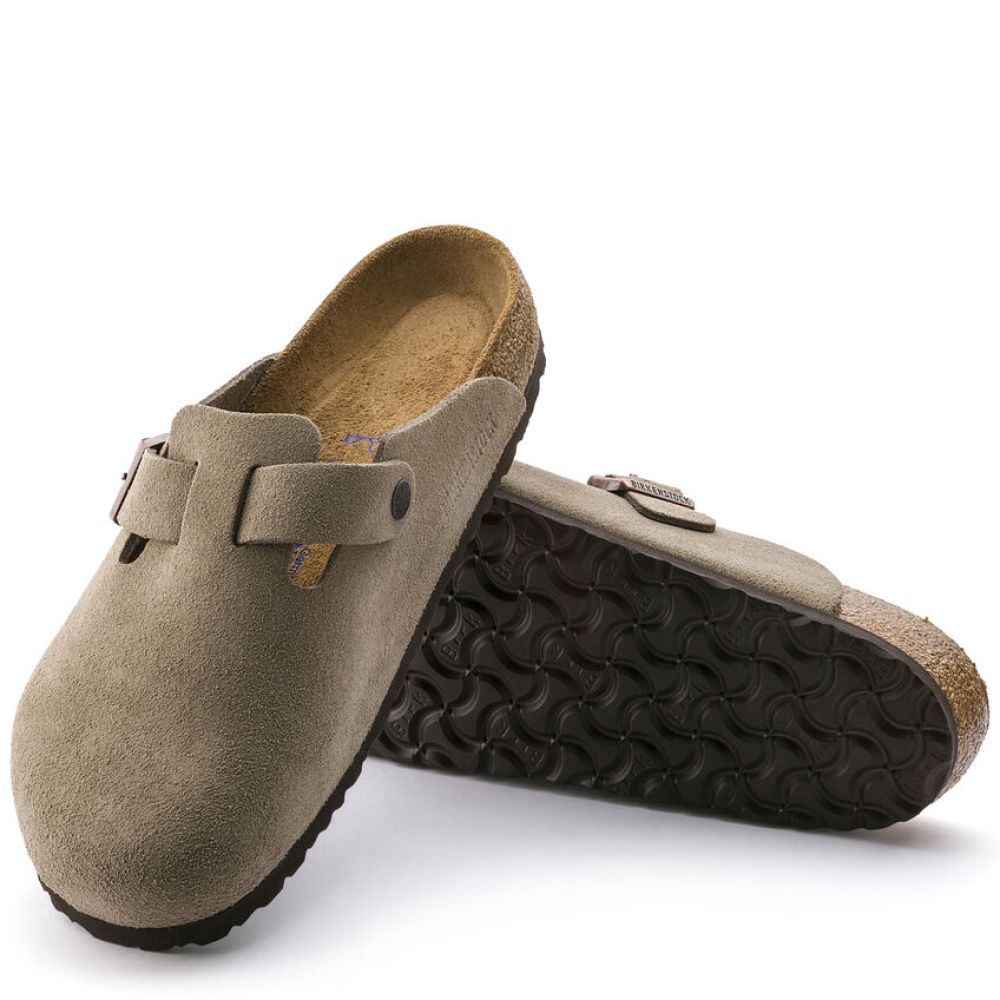 Birkenstock Men&#39;s Boston Softbed Suede Leather in Taupe