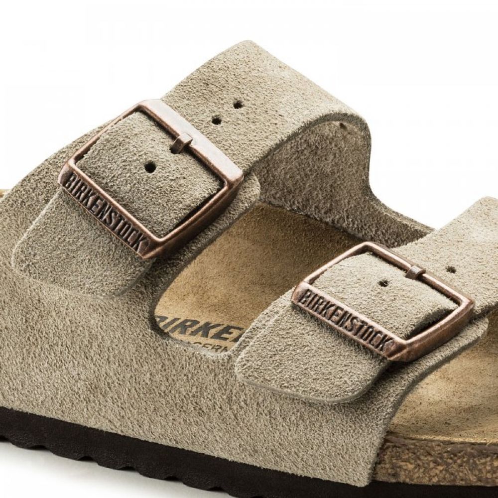 Birkenstock Women&#39;s Arizona Suede Leather in Taupe (Narrow Width)