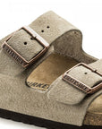 Birkenstock Women's Arizona Suede Leather in Taupe (Narrow Width)