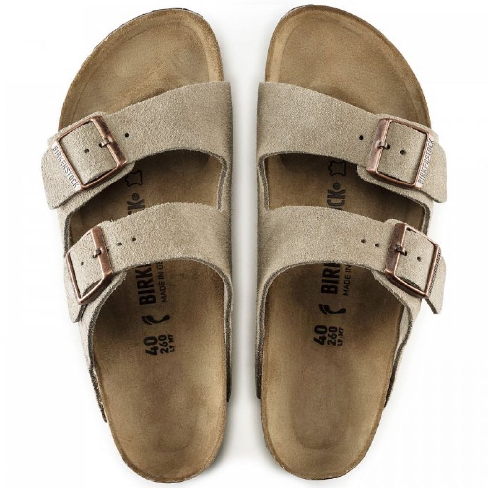 Birkenstock Women&#39;s Arizona Suede Leather in Taupe (Narrow Width)