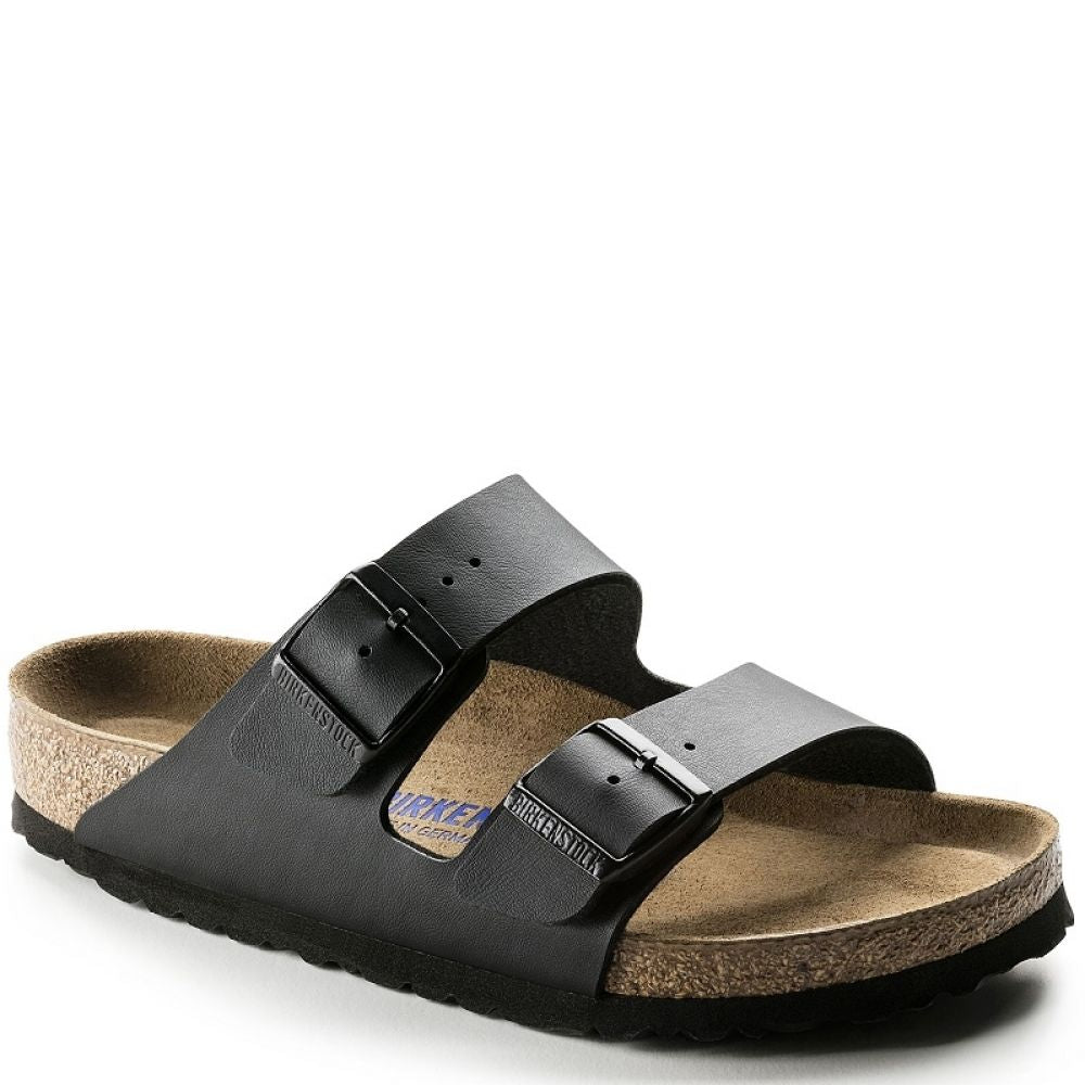 Birkenstock Women&#39;s Arizona Softbed Birko-Flor in Black (Narrow Width)