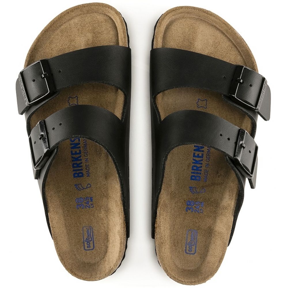 Birkenstock Women&#39;s Arizona Softbed Birko-Flor in Black (Narrow Width)