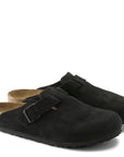 Birkenstock Women's Boston Softbed Suede Leather in Black (Narrow Width)