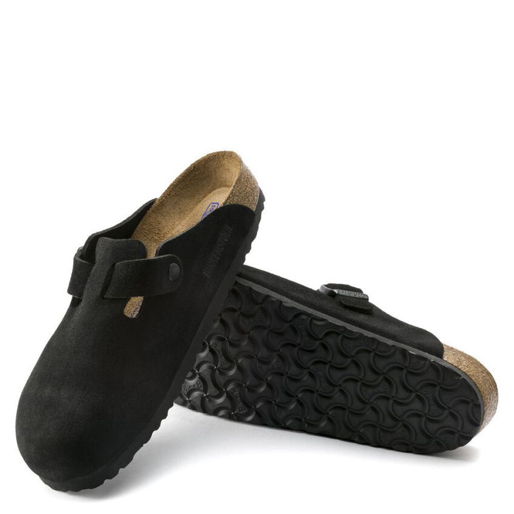 Birkenstock Boston Softbed Suede Leather in Black