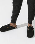 Birkenstock Boston Softbed Suede Leather in Black