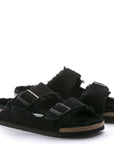 Birkenstock Women's Arizona Shearling in Black (Narrow Width)