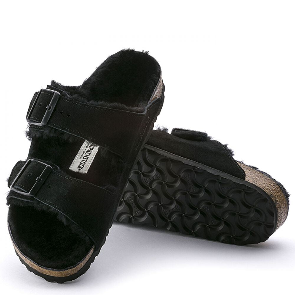 Birkenstock Women&#39;s Arizona Shearling in Black (Narrow Width)