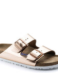 Birkenstock Women's Arizona Softbed Leather in Metallic Copper (Narrow Width)