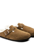 Birkenstock Boston Shearling Suede Leather in Mink