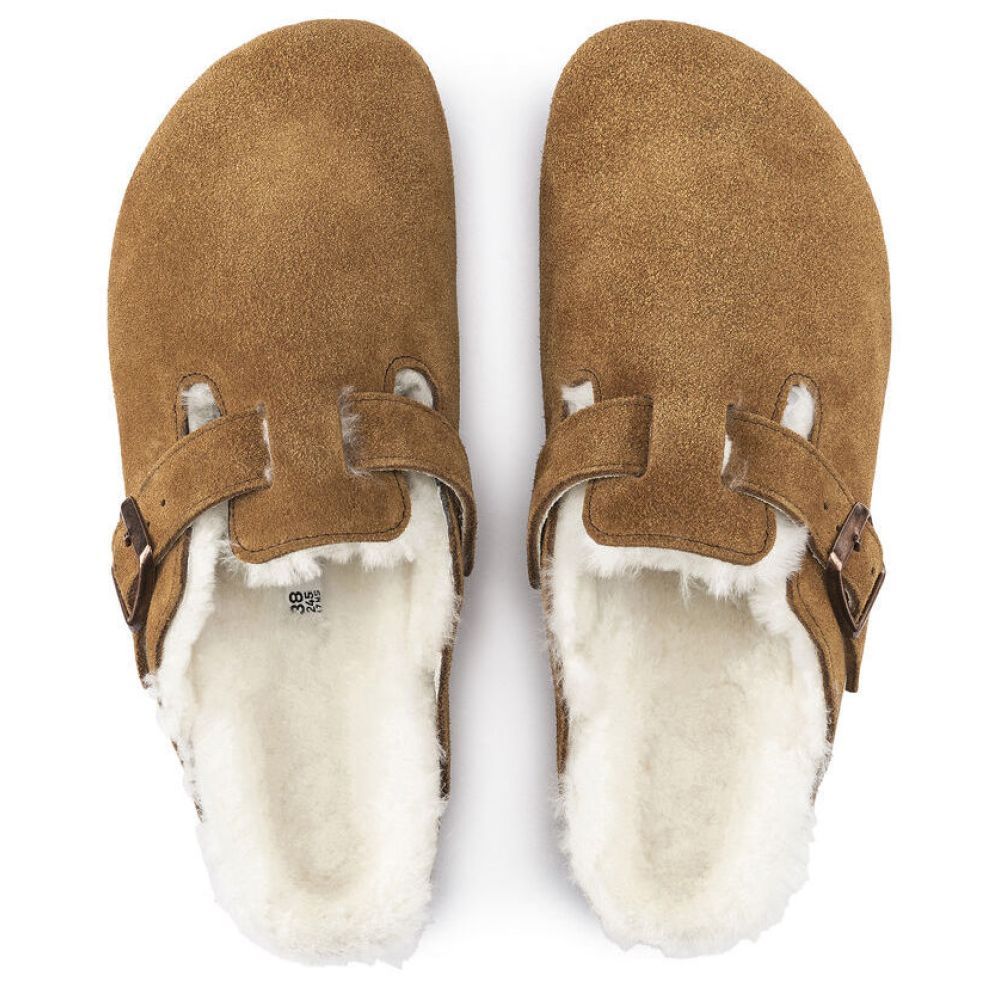 Birkenstock Boston Shearling Suede Leather in Mink