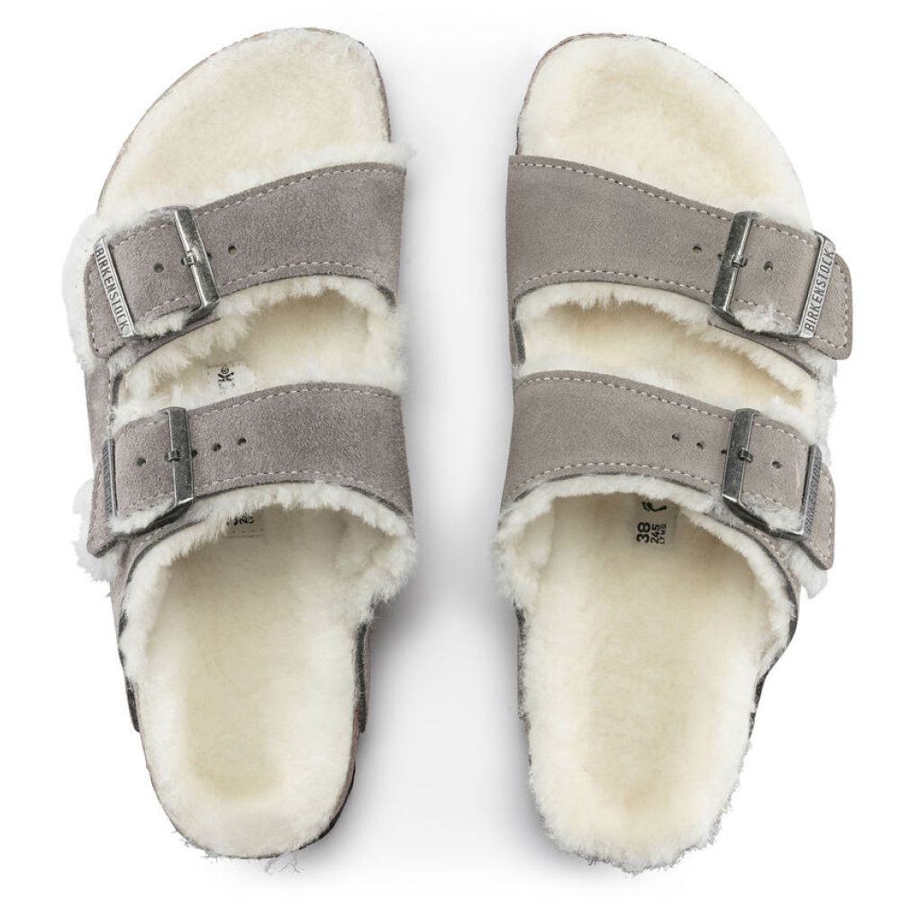 Birkenstock Women&#39;s Arizona Shearling in Stone Coin