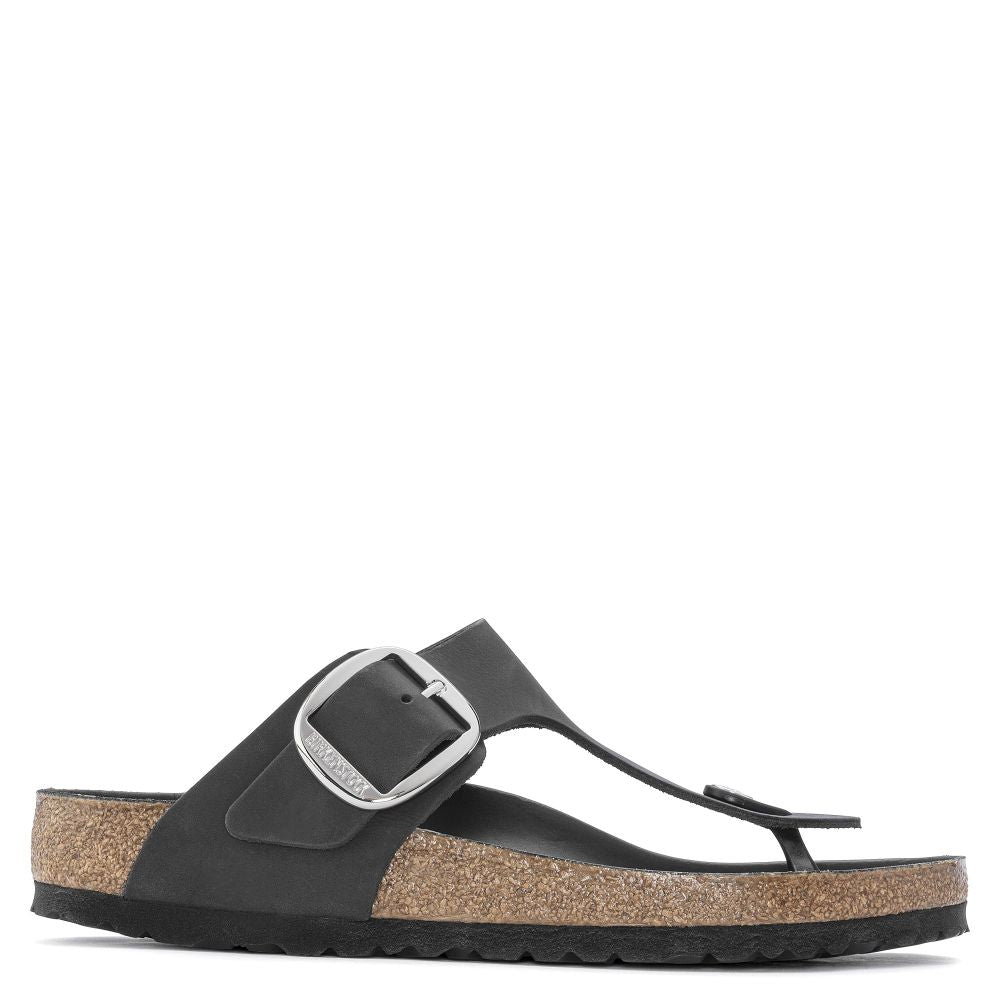 Birkenstock Women&#39;s Gizeh Big Buckle Oiled Leather in Black