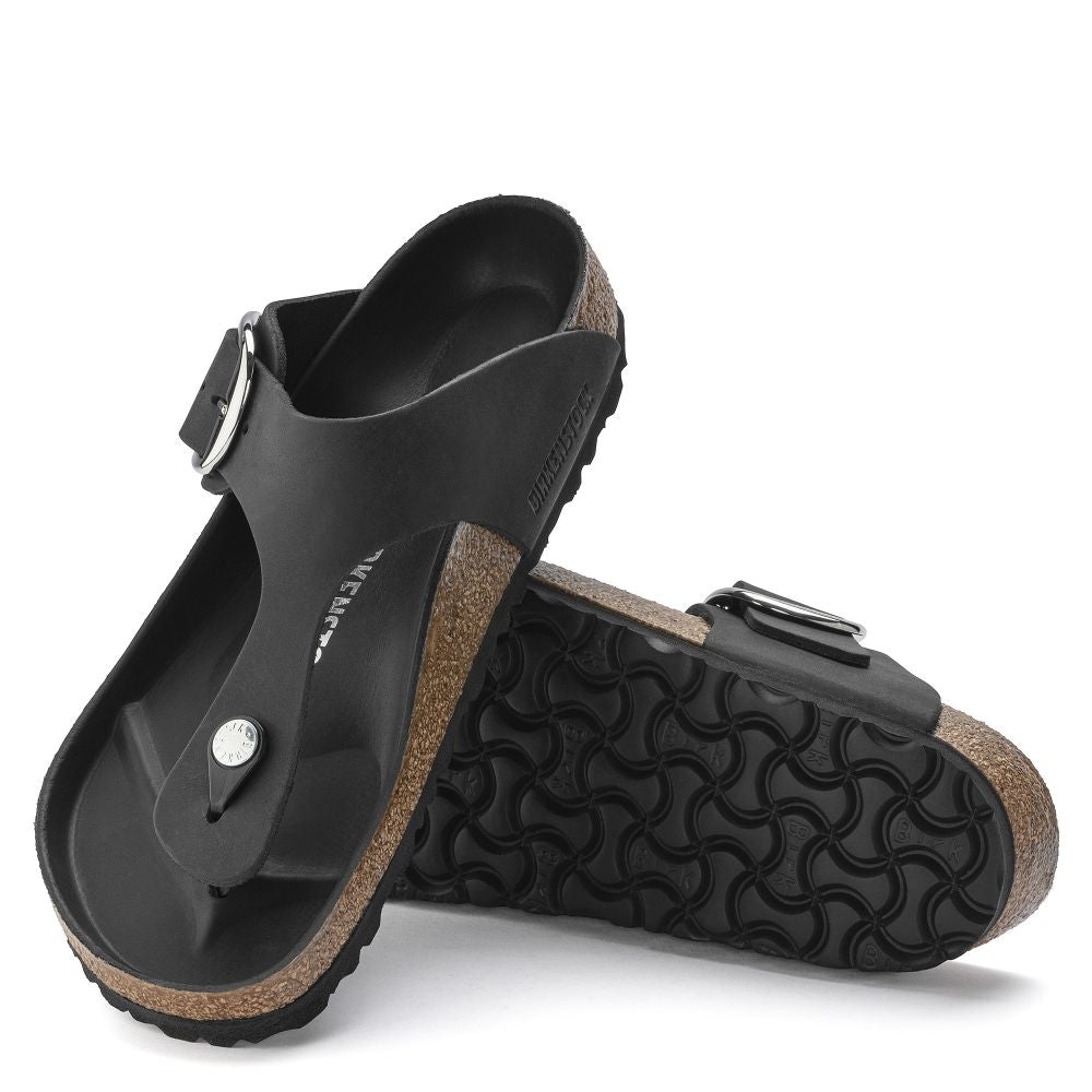 Birkenstock Women&#39;s Gizeh Big Buckle Oiled Leather in Black