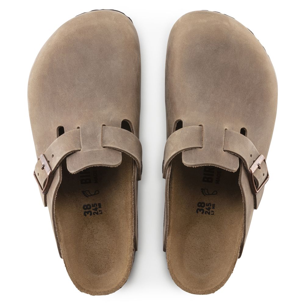 Birkenstock Men&#39;s Boston Oiled Leather in Tobacco Brown