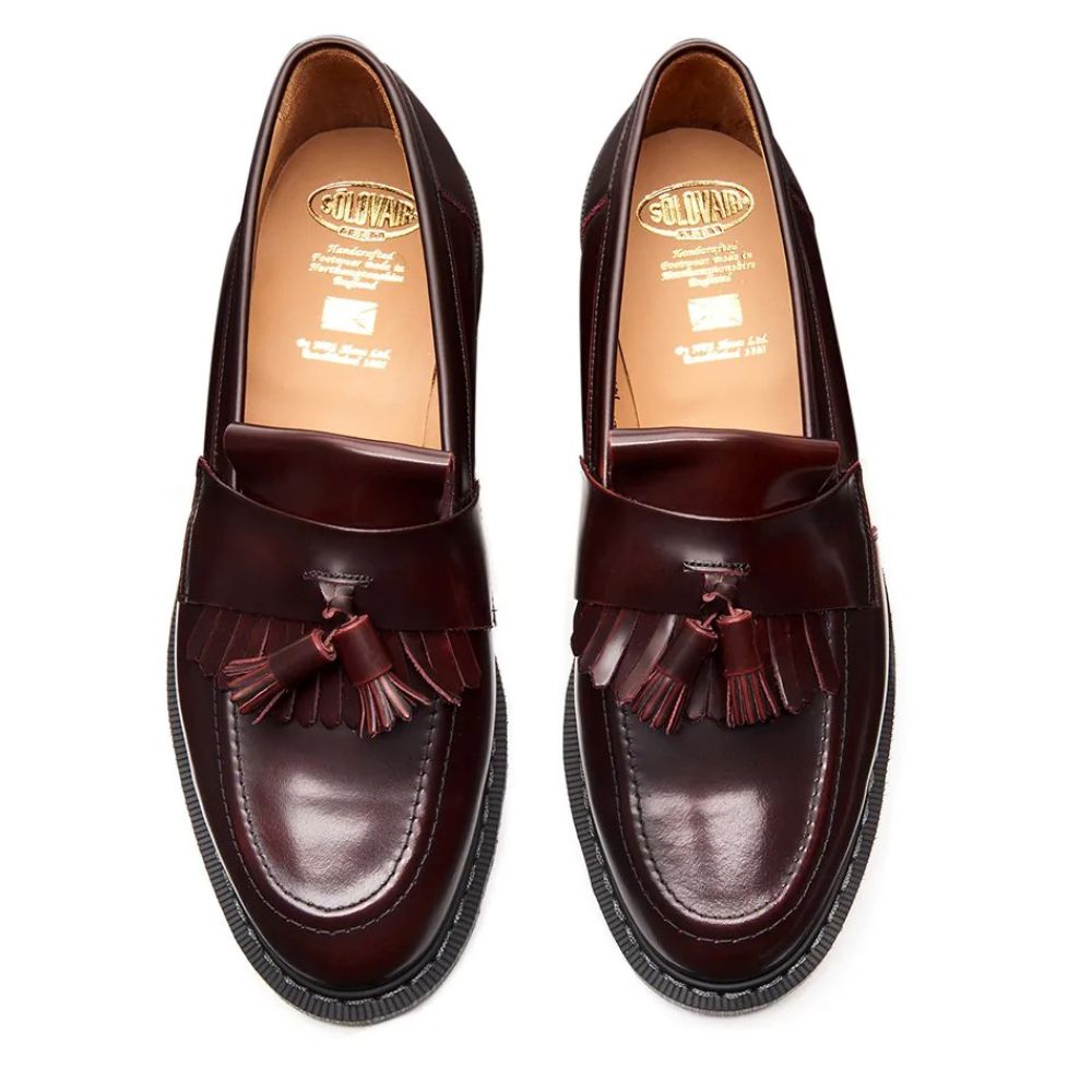 Solovair Tassel Loafer in Burgundy Rub-Off