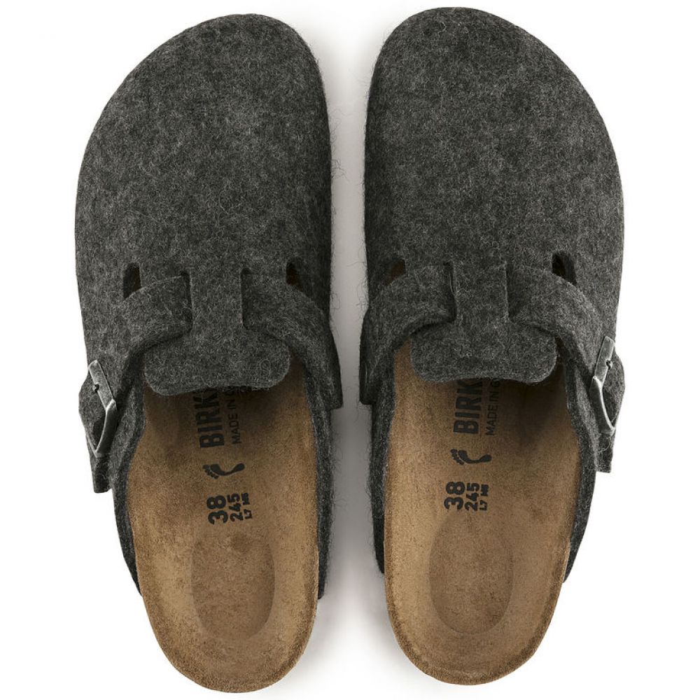 Birkenstock Boston Wool Felt in Anthracite (Narrow Width)