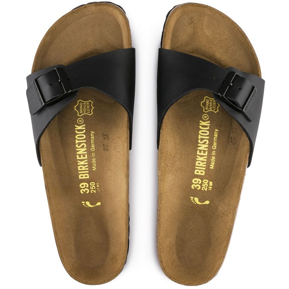 Birkenstock Women&#39;s Madrid Birko-Flor in Black (Narrow Width)