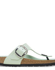 Birkenstock Women's Gizeh Big Buckle Natural Leather Patent in High-Shine Surf Green