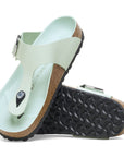 Birkenstock Women's Gizeh Big Buckle Natural Leather Patent in High-Shine Surf Green