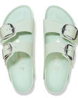 Birkenstock Women's Arizona Big Buckle Natural Leather Patent in High Shine Surf Green (Narrow Width)