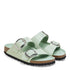 Birkenstock Women&#39;s Arizona Big Buckle Natural Leather Patent in High Shine Surf Green (Narrow Width)