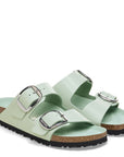 Birkenstock Women's Arizona Big Buckle Natural Leather Patent in High Shine Surf Green (Narrow Width)