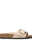 Birkenstock Women's Madrid Big Buckle Natural Leather Patent in New Beige (Narrow WIdth)