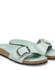 Birkenstock Women's Madrid Big Buckle Natural Leather Patent in High-Shine Surf Green (Narrow WIdth)