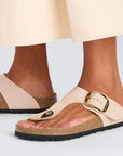 Birkenstock Women's Gizeh Big Buckle Natural Leather Patent in New Beige