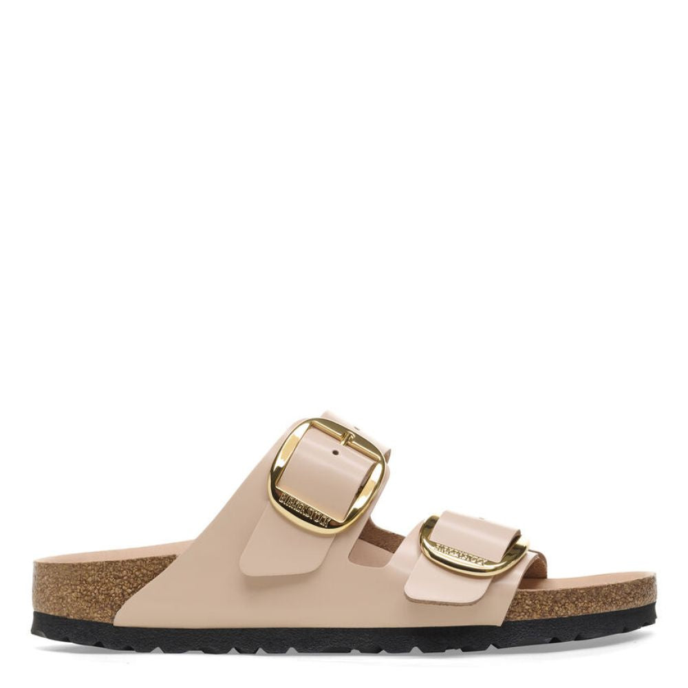 Birkenstock Women&#39;s Arizona Big Buckle Natural Leather Patent in New Beige (Narrow WIdth)