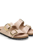 Birkenstock Women's Arizona Big Buckle Natural Leather Patent in New Beige (Narrow WIdth)