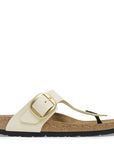 Birkenstock Women's Gizeh Big Buckle Nubuck Leather in Ecru