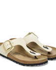 Birkenstock Women's Gizeh Big Buckle Nubuck Leather in Ecru