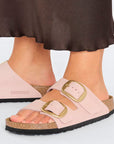 Birkenstock Women's Arizona Big Buckle Nubuck Leather in Soft Pink (Narrow WIdth)