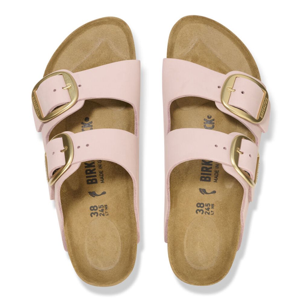 Birkenstock Women&#39;s Arizona Big Buckle Nubuck Leather in Soft Pink (Narrow WIdth)