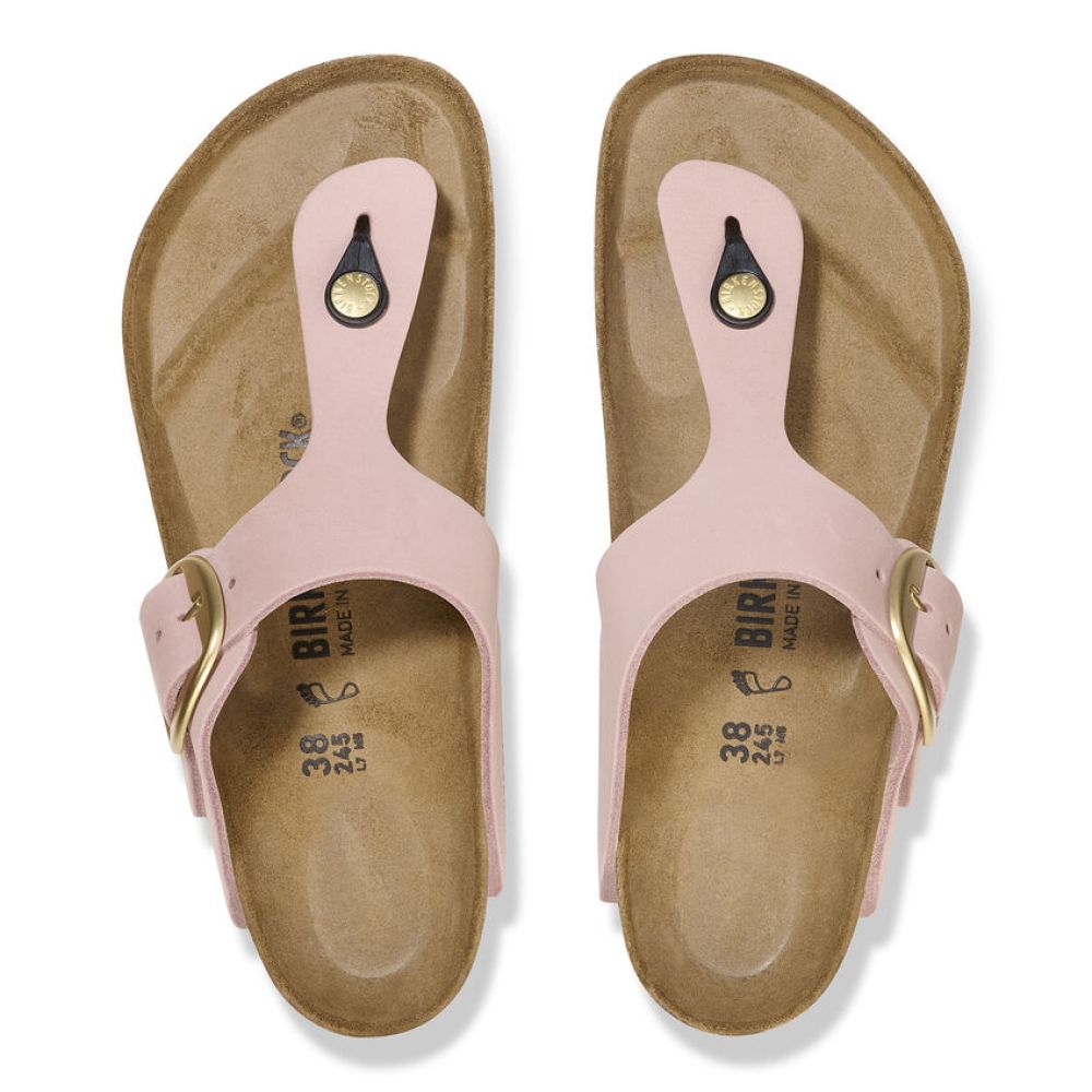 Birkenstock Women&#39;s Gizeh Big Buckle Nubuck Leather in Soft Pink